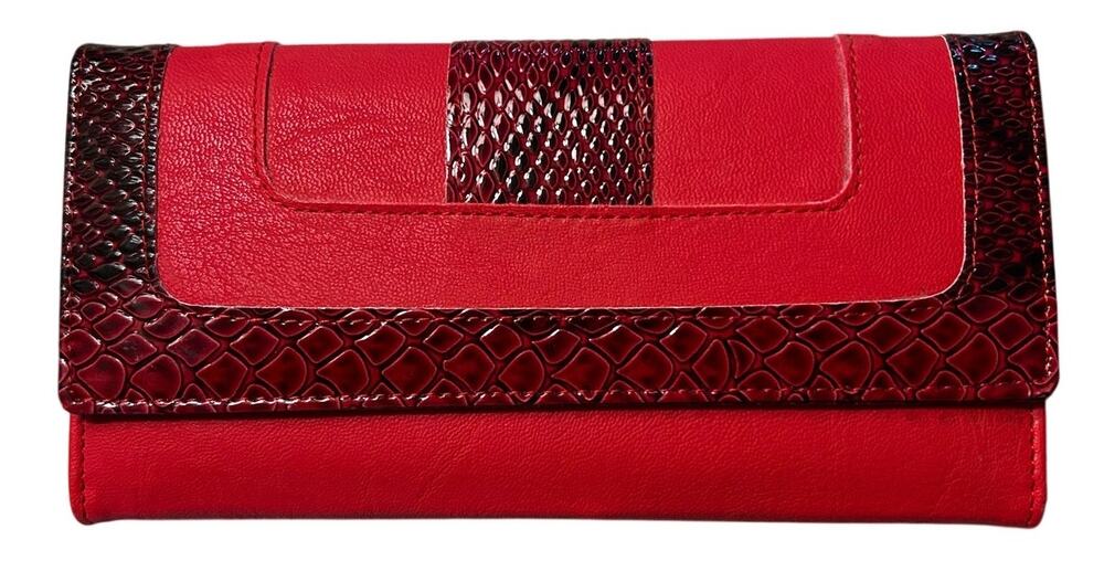 NWOT Red Leather Snake-Skin Wallet
